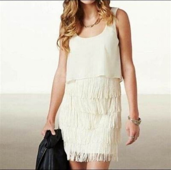 American Eagle Outfitters Dresses & Skirts - American Eagle Outfitters Ivory Fringe Sleeveless Dress